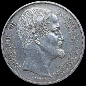 1848 VS, 1 speciedaler “Tronskifte”, Fre.VII, Sieg 7, Hede 3, Kva. 0-01 svag renset