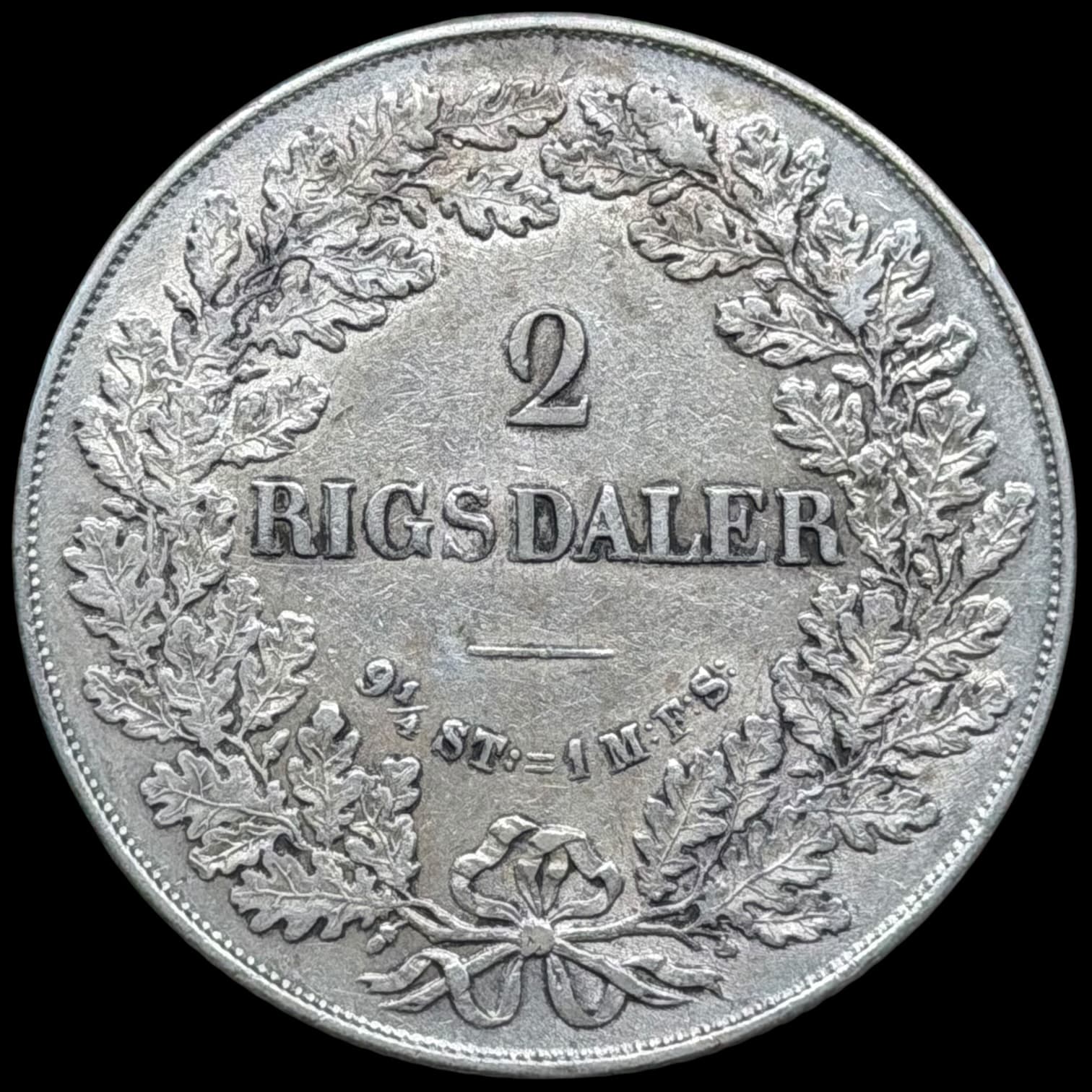 1854 VS, 2 rigsdaler, Fre.VII, Sieg 14.1, Hede 6A, Kva. 1+ svag renset - Image 2