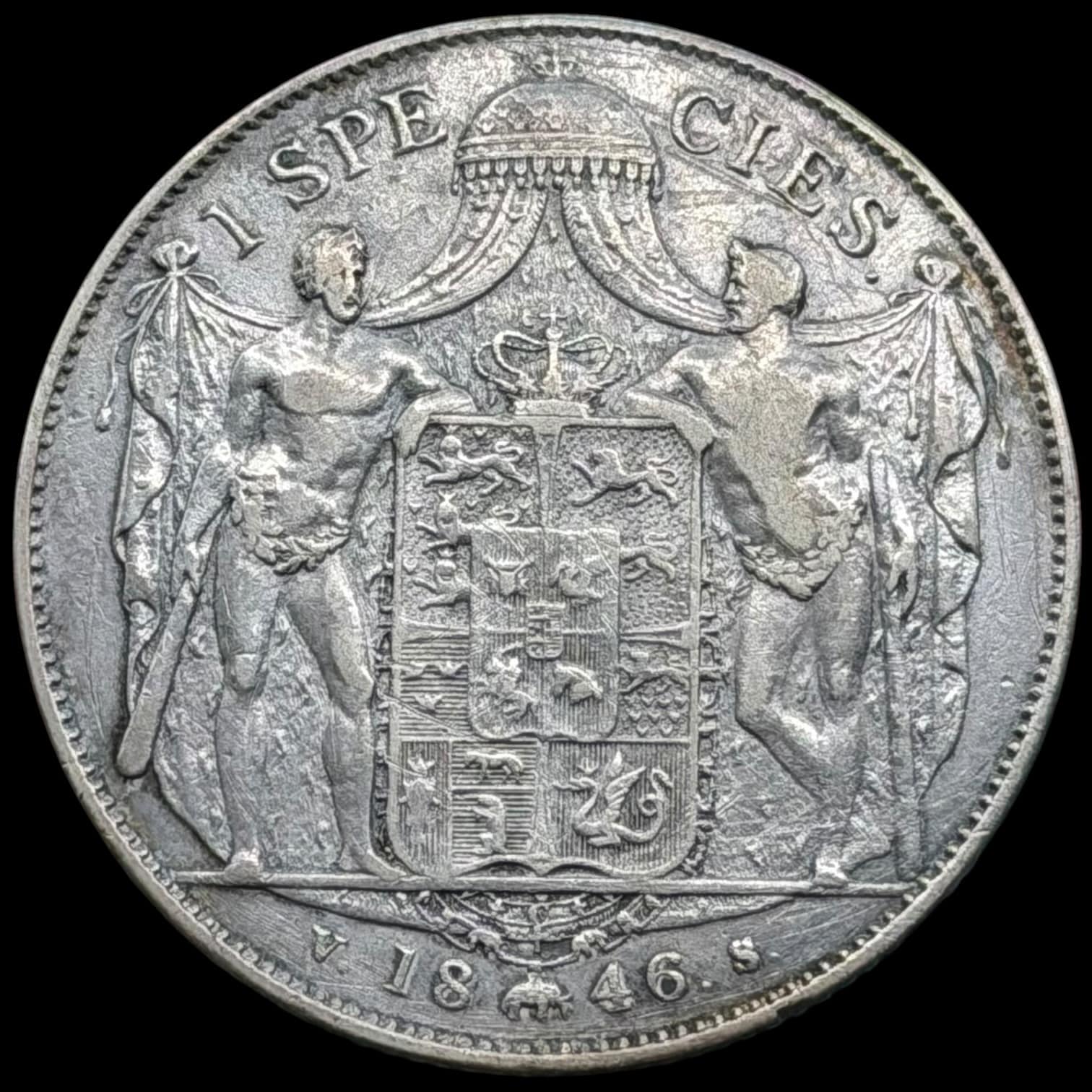 1846 VS, 1 speciedaler, Chr.VIII, Sieg 14, Hede 3F, Kva. 1+-1 ridser