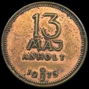 Satanmønt, Anholt 13 maj. 1973, Ae, Kva. 1+-01 renset “Sjælden token”