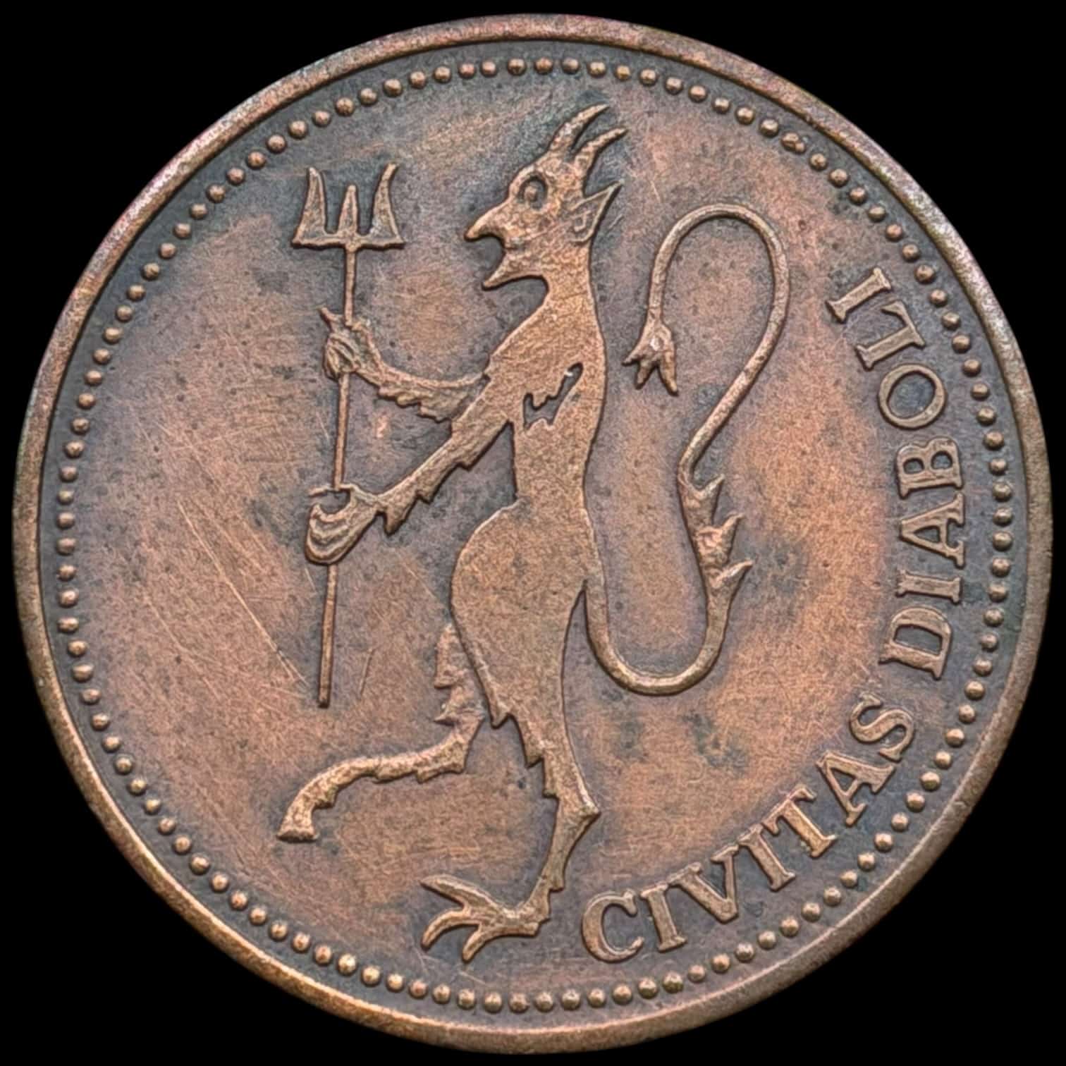 Satanmønt, Anholt 13 maj. 1973, Ae, Kva. 1+-01 renset “Sjælden token” - Image 2