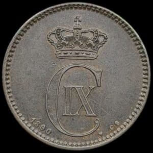 1890, 5 øre, Chr.IX, Sieg 1.1, Hede 17A, Kva. 1+-01