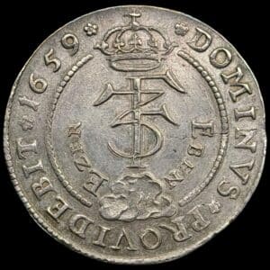 1659, 4 mark / Krone, "Eben Ezer", Fre.III, Sieg 51, Hede 98, Kva. 01, smukt eksemplar af denne Interessante type
