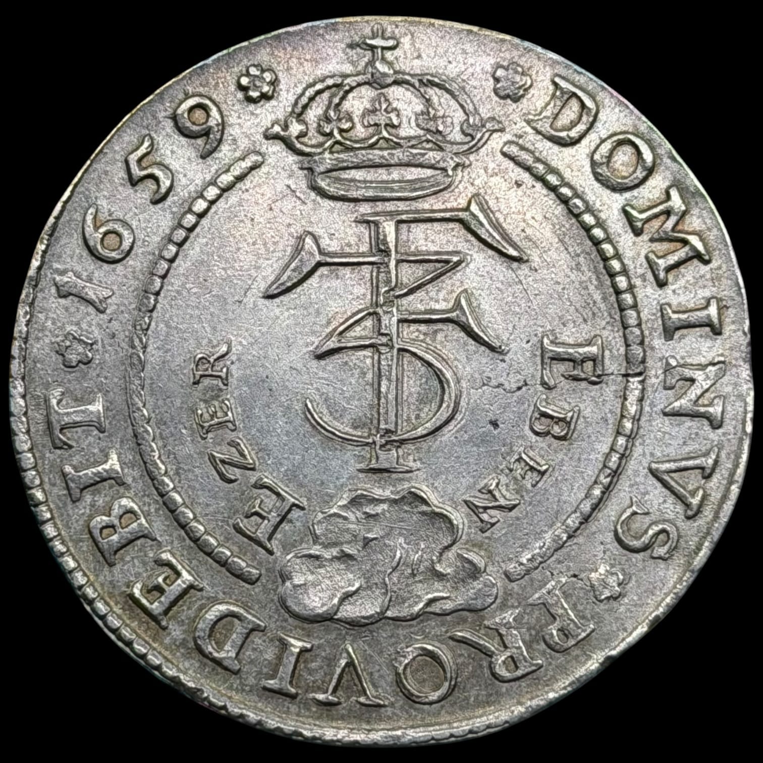 1659, 4 mark / Krone, "Eben Ezer", Fre.III, Sieg 51, Hede 98, Kva. 01, smukt eksemplar af denne Interessante type - Image 3