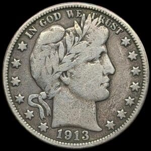 USA, 1/2 dollar 1913, Barber Half Dollar, KM 116, Kva. 1 "key date"