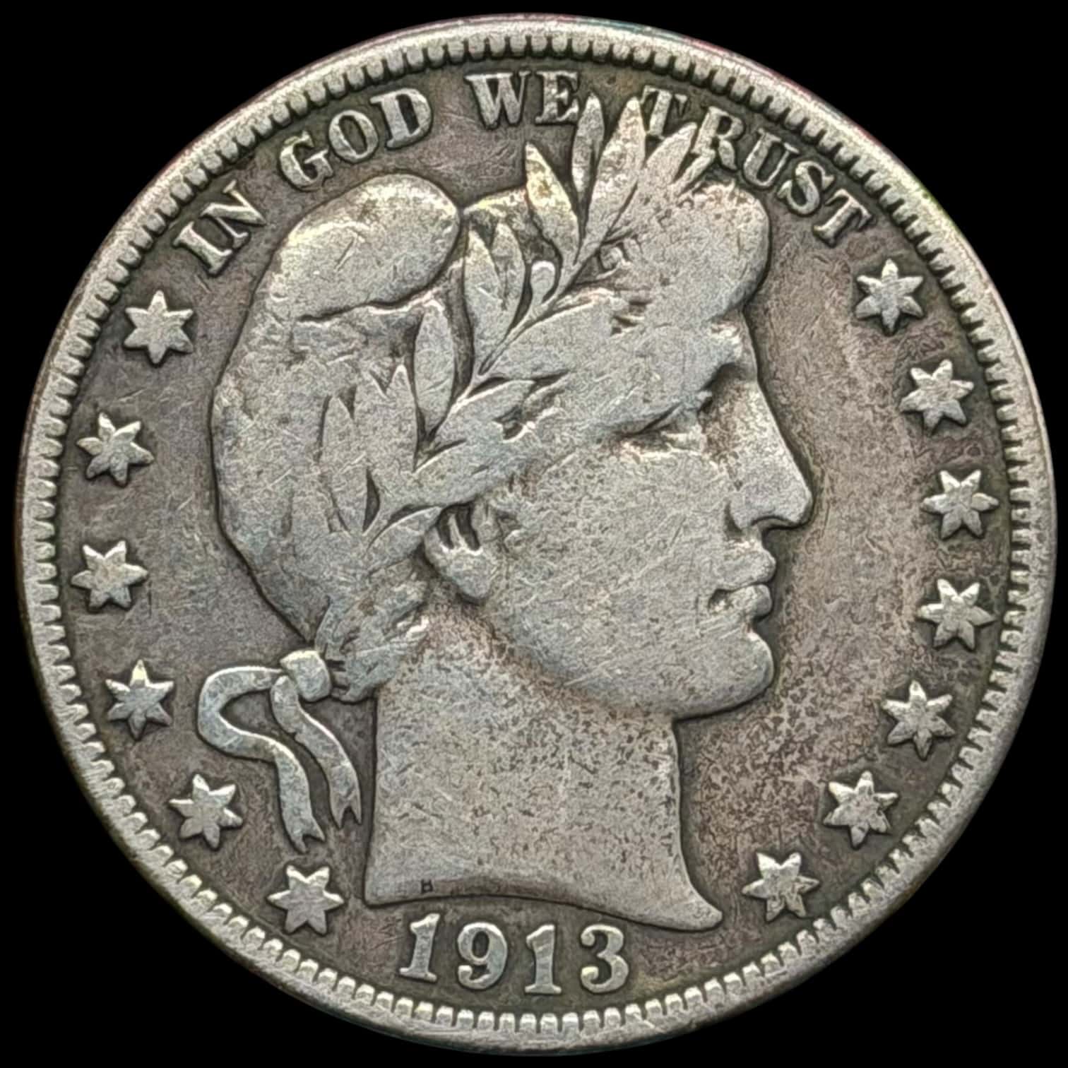 USA, 1/2 dollar 1913, Barber Half Dollar, KM 116, Kva. 1 "key date"