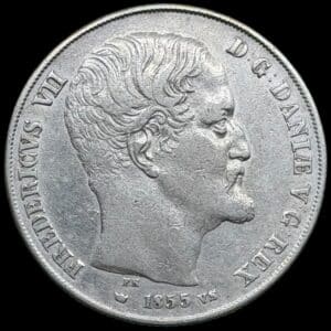 1855 VS, 2 rigsdaler, Fre.VII, Sieg 14.1, Hede 6A, Kva. 1+1-