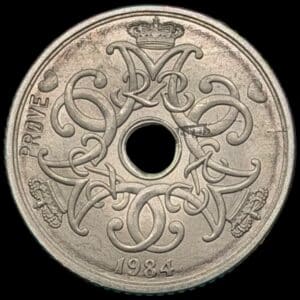 Prøvemønt, 2 krone 1984, GP 12, præget i 191 stk, Kva. 0