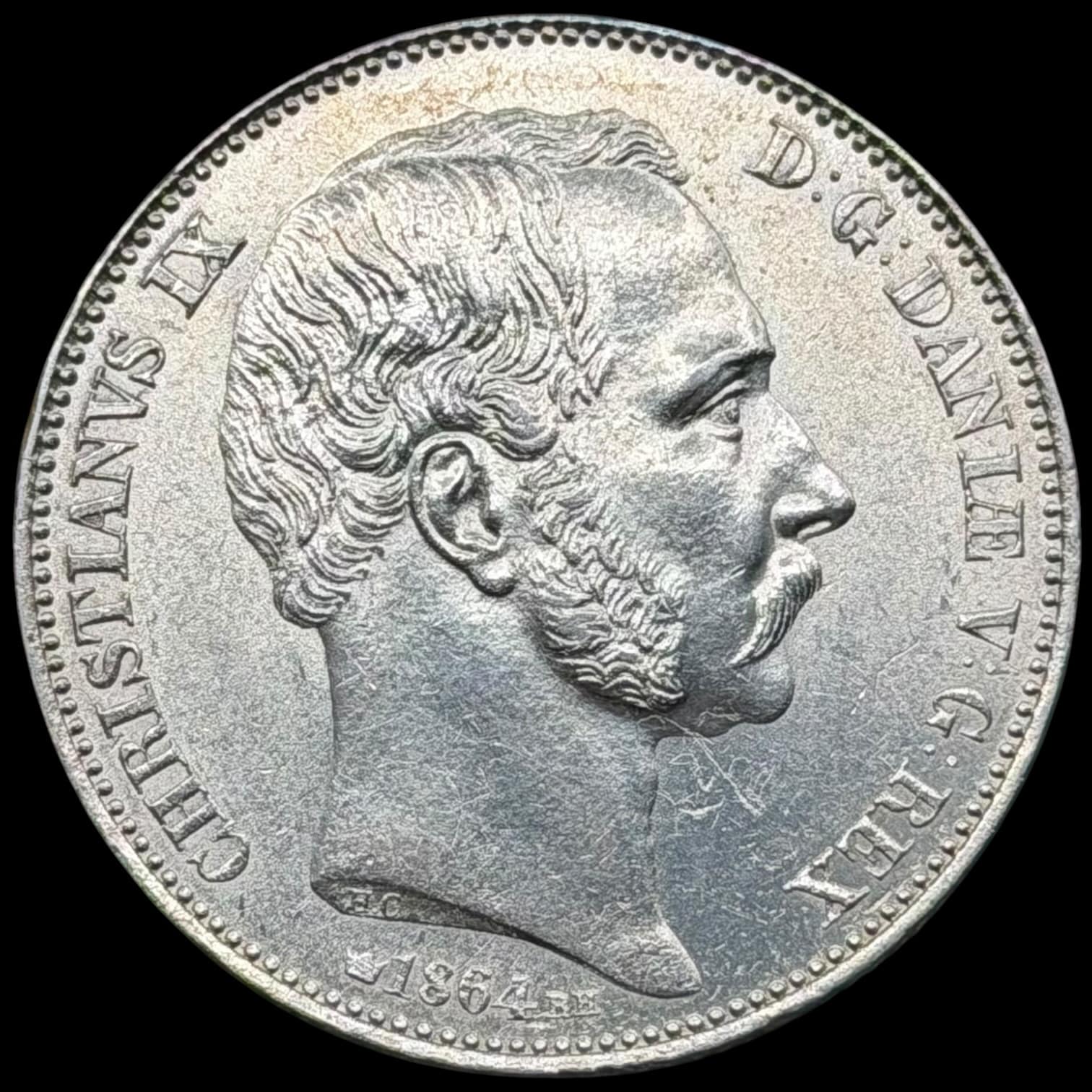 1864 RH, 2 rigsdaler, Chr.IX, Sieg 5.1, Hede 4A, Kva. 01