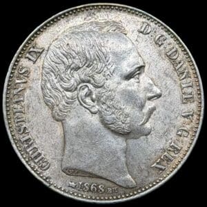 1868 RH, 2 rigsdaler, Chr.IX, Sieg 5.1, Hede 4A, Kva. 1+-01