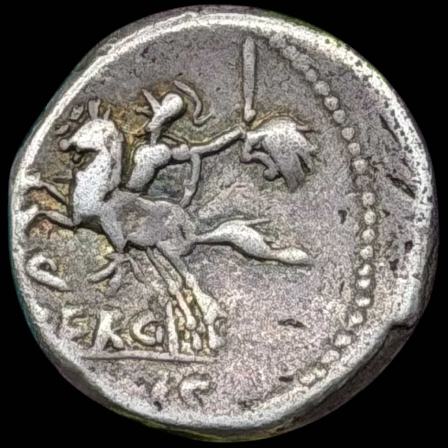 Antikken, M. Sergius Silus, 116-115 BC. AR Denarius, 3.75 g, Rome mint. Helmeted head of Roma right, Crawford 286/1, Sydenham 544, Sergia 1a, RBW 1115, Kva. VF