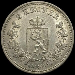 Norge, 2 kroner 1900, Oscar II, Sieg 65, NM 27, Kva. 0-01