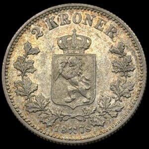 Norge, 2 kroner 1878, Oscar II, Sieg 65, NM 17, Kva. 01