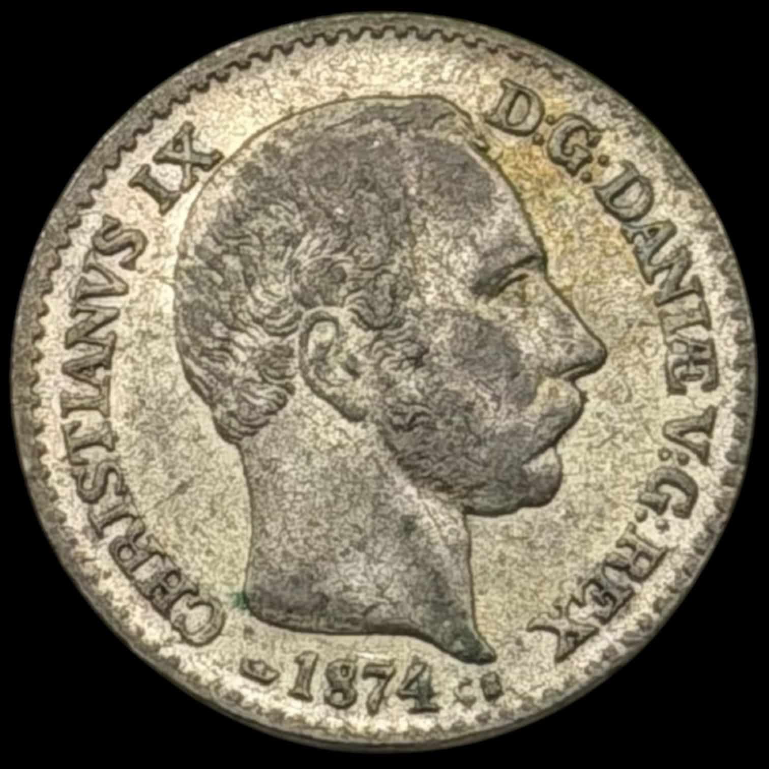 1874, 4 skilling, Chr.IX, Sieg 3.2, Hede 5B, Kva. 1+