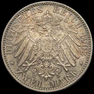 Tyskland, 2 mark 1902, Baden, Frederick I, KM 271, Jaeger 30, AKS 157, KVa. 0-01
