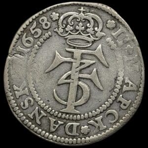 1658, 2 mark, Fre.III, Sjælden Stavefejls Variant MAPCK, Sieg 33.2, Hede 94, Kva. 1+-1