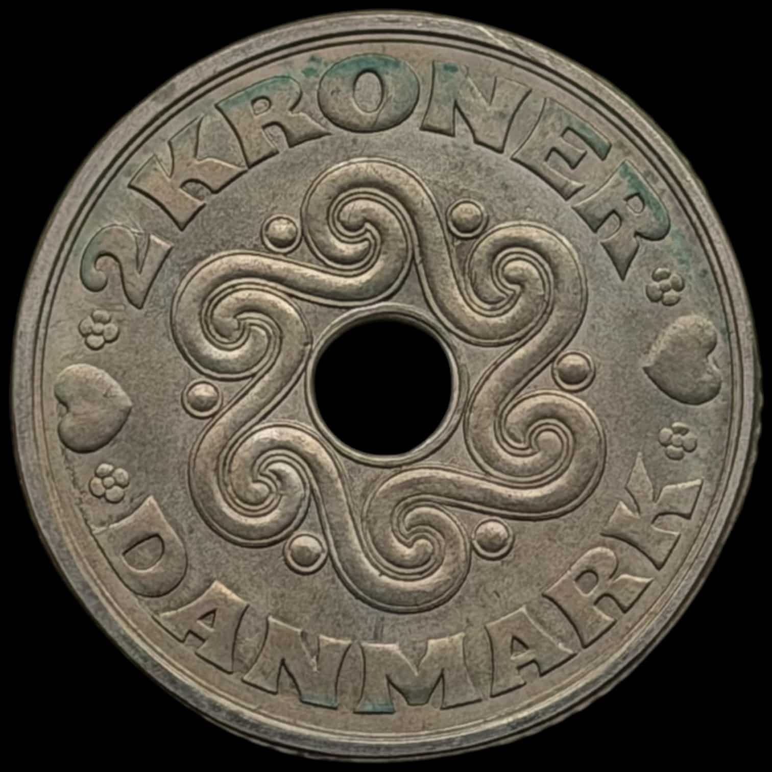 Prøvemønt, 2 kroner 1986, GP 34x, 7×6 riller, præget i 190 stk, Kva. 0-01 - Image 2