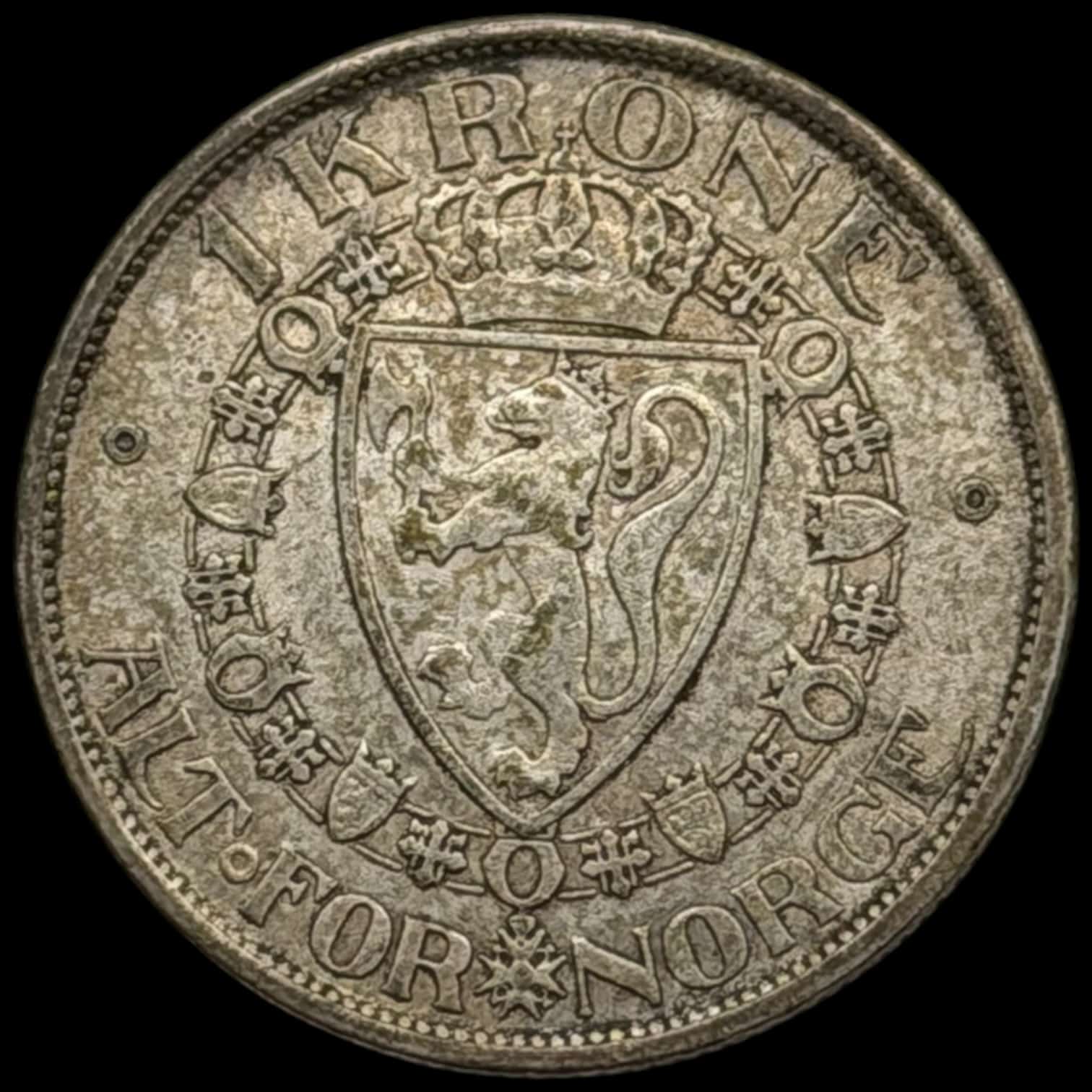 Norge, 1 krone 1908,Haakon VII, Sieg 59, NM 15B, Kva. 1+-01 - Image 2