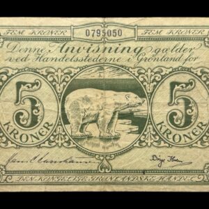 Grønland, 5 kroner 1953, Nr. 0795050, Sieg 69, Pick 18, Kva. 1