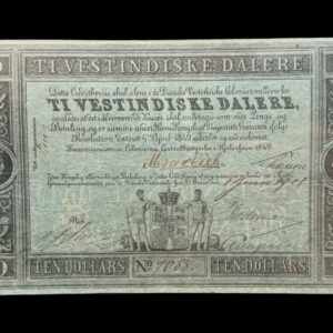 Dansk Vestindien, 10 Vestindiske Dalere 1849, Nr. 7068, Sieg 17, Pick 4, Udgivet 1/6 1901, 6 underskrifter, Kva. 01