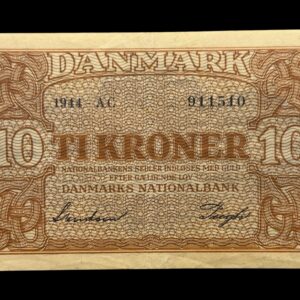 10 kroner 1944 AC, Svendsen/Pugh, Nr. 911510, Sieg 120, DOP 129, Pick 36, Kva. 1+