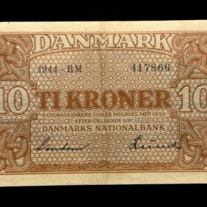 10 kroner 1944 BM, Svendsen/Lund, Nr. 417866, Sieg 120, DOP 129, Pick 36, Kva. 1-01 “Ukendt underskriftskombination ifølge Sieg”