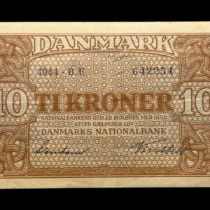 10 kroner 1944 BÆ, Svendsen/Vinther, Nr. 642254, Sieg 120, DOP 129, Pick 36, Kva. 1+