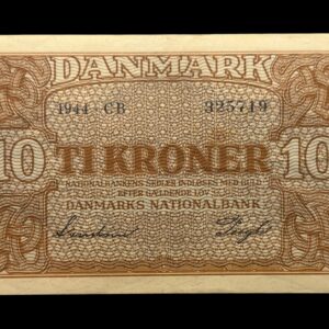 10 kroner 1944 CB, Svendsen/Pugh, Nr. 325719, Sieg 120, DOP 129, Pick 36, Kva. 1+-01