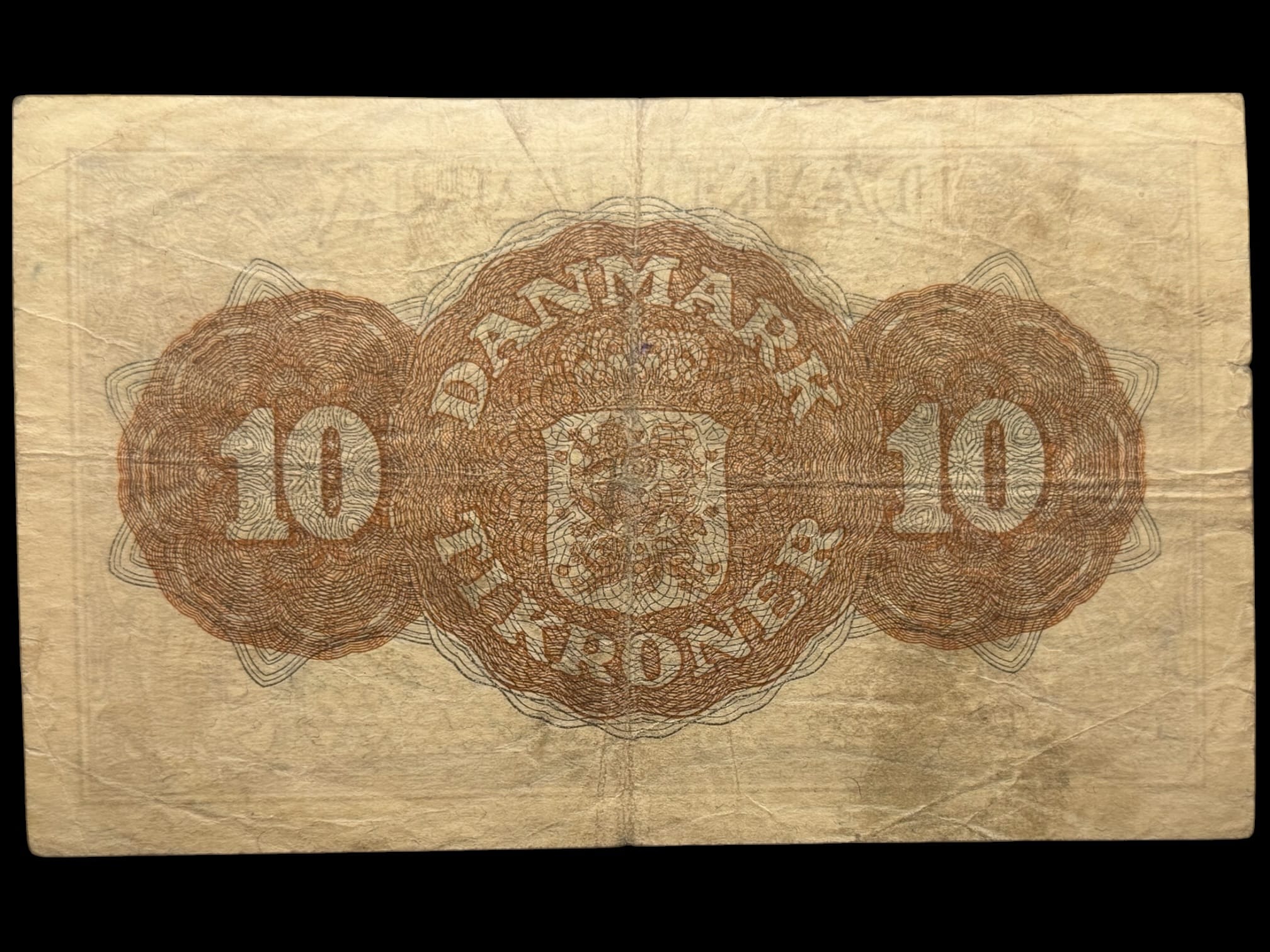10 kroner 1944 CJ, Svendsen/Vinther, Nr. 884819, Sieg 120, DOP 129, Pick 36, Kva. 1-1- “Ukendt underskriftskombination ifølge Sieg” - Image 2