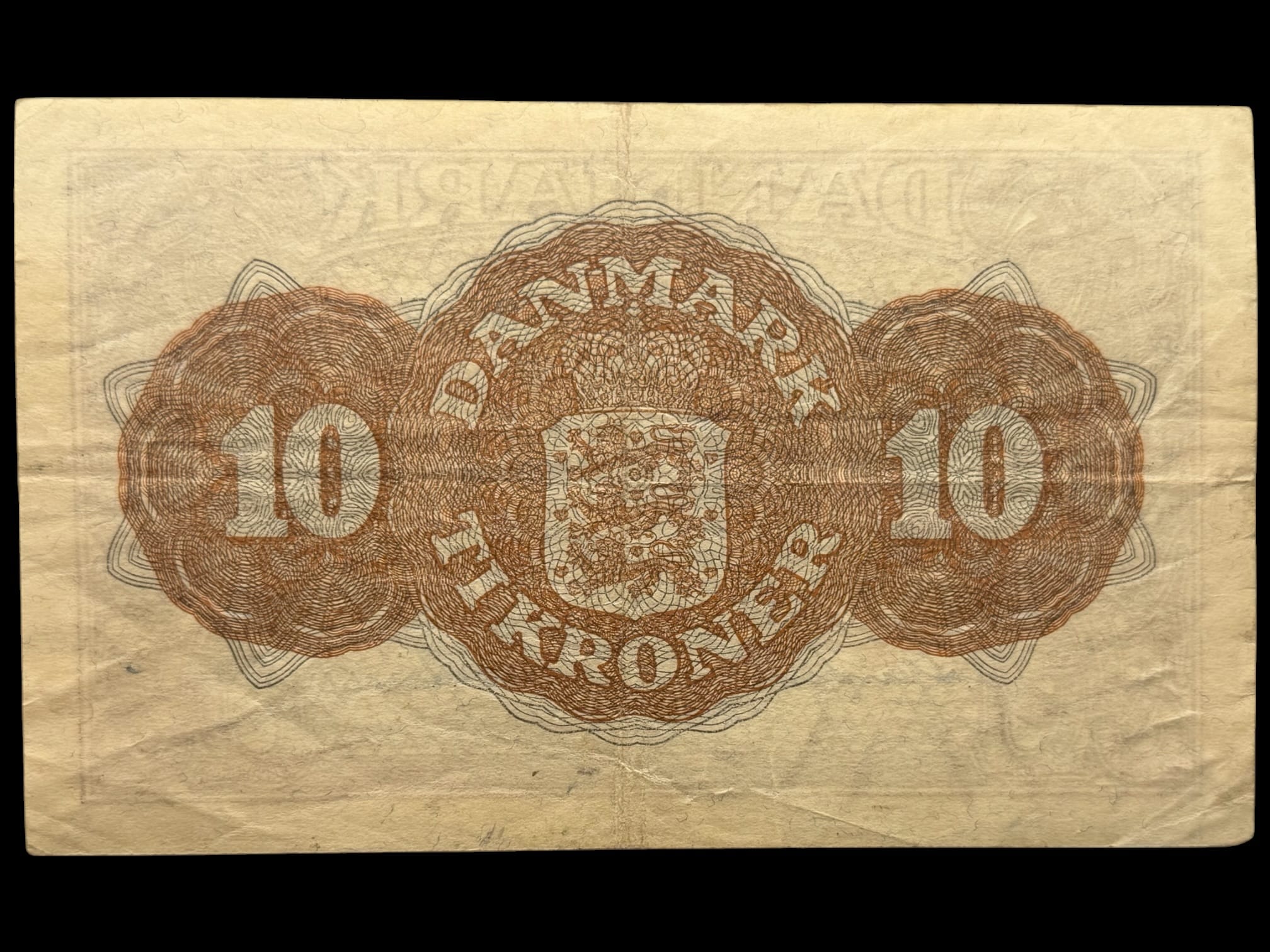 10 kroner 1944 CJ, Svendsen/Matthiessen, Nr. 360705, Sieg 120, DOP 129, Pick 36, Kva. 1+ - Image 2