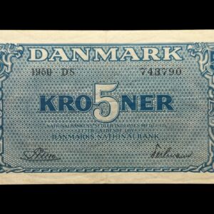 5 kroner 1950 DS, Riim/Teilmann, Nr. 743790, Sieg 119, DOP 128b, Pick 35b, Kva. 1+