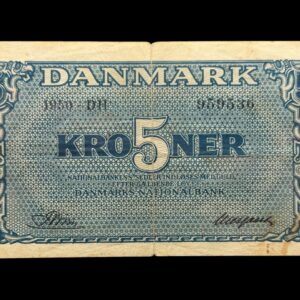 5 kroner 1950 DH, Riim/Neergaard, Nr. 959536, Sieg 119, DOP 128b, Pick 35b, Kva. 1 “Ukendt underskriftskombination ifølge Sieg”