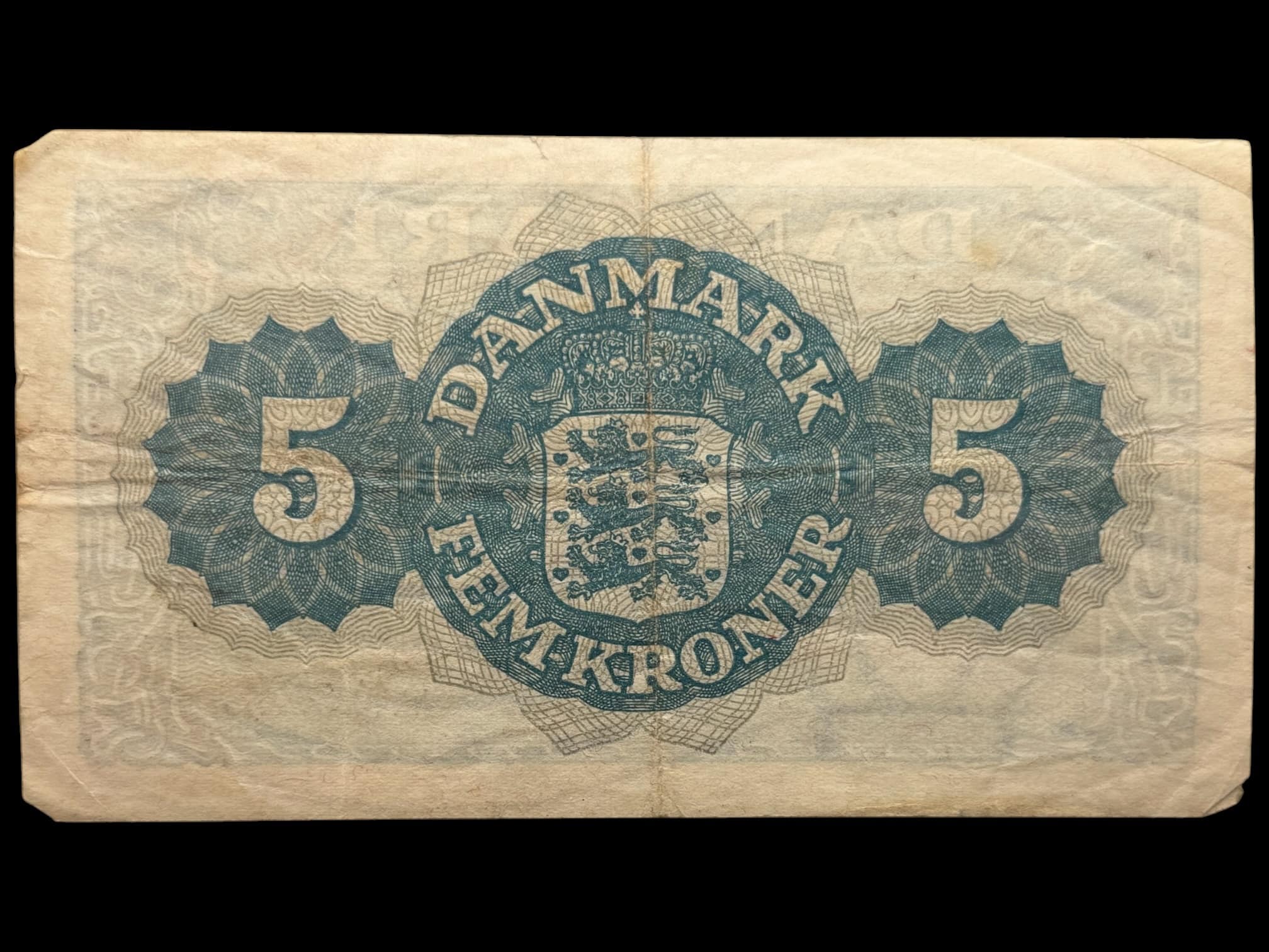5 kroner 1944 AF, Svendsen/Matthiasen, Nr. 191837, Sieg 119, DOP 128b, Pick 35b, Kva. 1 “Ukendt underskriftskombination ifølge Sieg” - Image 2