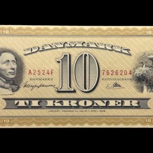 10 kroner 1952 A2, Riim/Haugen Johansen, Nr. 7626204, Sieg 130, DOP 139, Pick 43, Kva. 01
