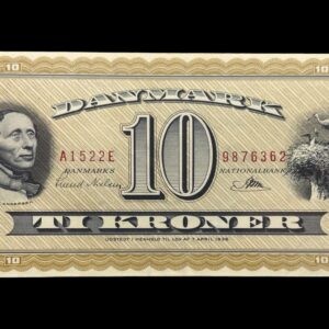 10 kroner 1952 A1, Riim/Svend Nielsen, Nr. 9876362, Sieg 130, DOP 139, Pick 43, Kva. 0-01