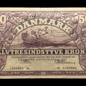 50 kroner 1951 m, Riim/Hellerung, Nr. 1460804, Sieg 124, DOP 133, Pick 38, Kva. 1
