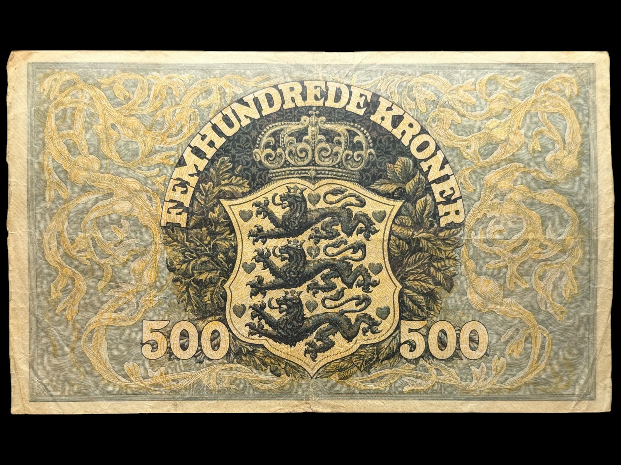 500 kroner 1921, V.Lange/Gellerup, Nr. 0974229, Sieg 112, DOP 117, Pick 24, Kva. 1-1+ “Ukendt underskriftskombination ifølge Sieg” - Image 2