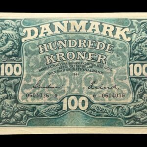 100 kroner 1944e, Svendsen/Lund, Nr. 0604036, Sieg 125, DOP 134, Pick 39, Kva. 1+