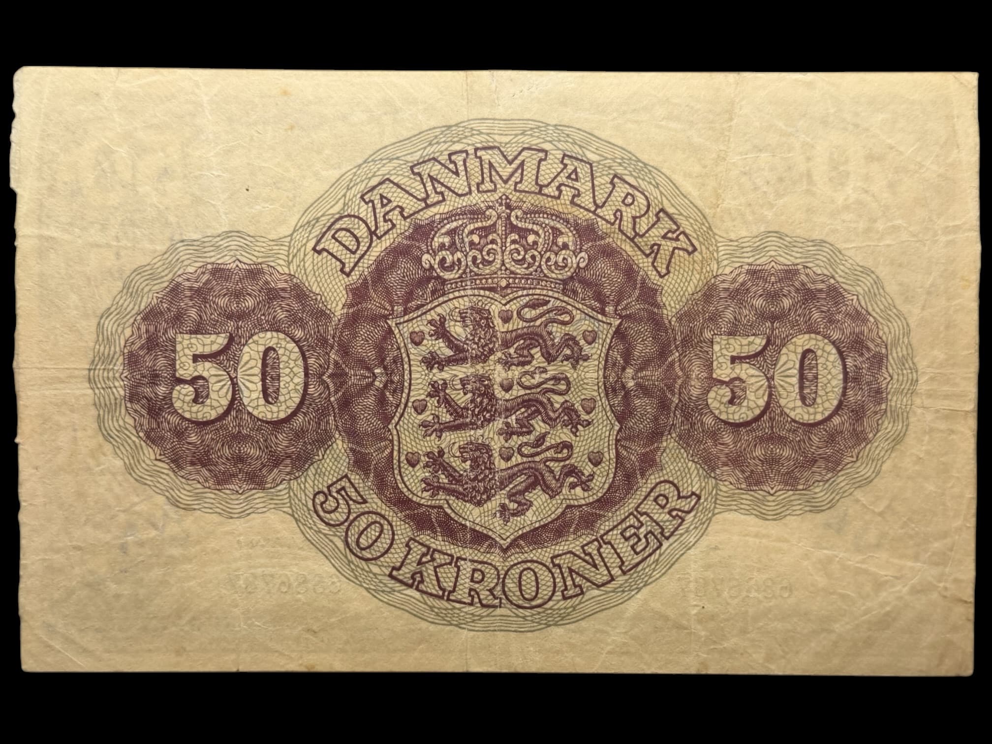 50 kroner 1954 m, Riim/Matthiasen, Nr. 6886787, Sieg 124, DOP 133, Pick 38, Kva. 1-1+ lille 4 mm rift - Image 2