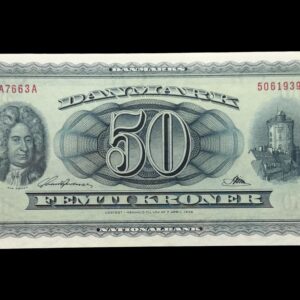 50 kroner 1966 A7, Riim/Svend Andersen, Nr. 5061939, Sieg 135, DOP 144, Pick 45, Kva. 0