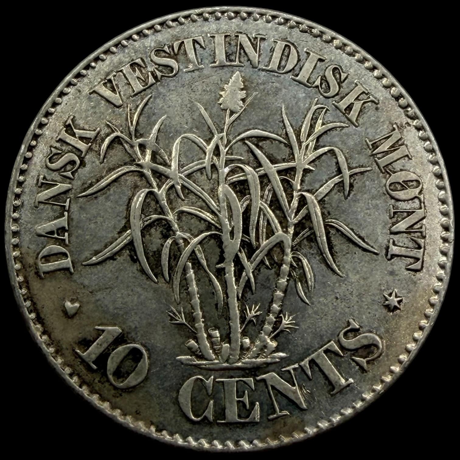 Dansk Vestindien, 10 cents 1878, Chr.IX, Sieg 22, Hede 26, KM 70, Kva. 01 let renset - Image 2