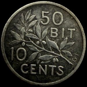 Dansk Vestindien, 50 bit / 10 cents 1905, Chr.IX, Sieg 28, Hede 33, KM 78, Kva. 1+