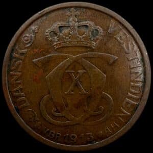 Dansk Vestindien, 5 bit / 1 cent 1913, Chr.X, Sieg 35, Hede 40, KM 83, Kva. 1+