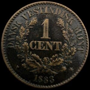 Dansk Vestindien, 1 cent 1883, Chr.IX, Sieg 20, Hede 28, KM 68, Kva. 1-1+