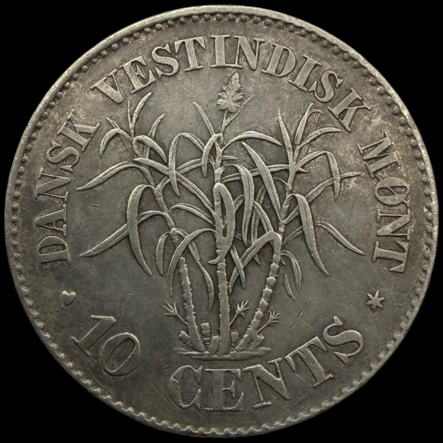 Dansk Vestindien, 10 cents 1879, Chr.IX, Sieg 22, Hede 26, KM 70, Kva. 1+ - Image 2